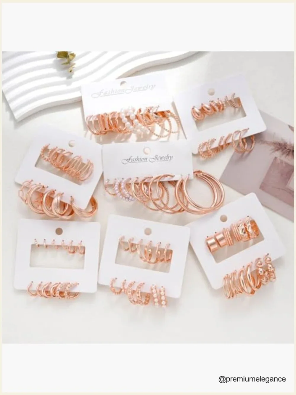 42 Pairs Gold Hoop Earrings Set - Hypoallergenic Multipack Small to Chunky Hoops